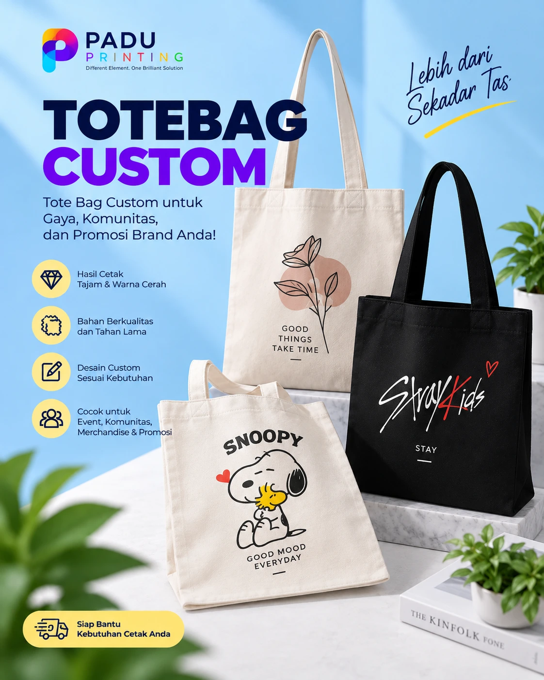 Cetak Tote Bag Kanvas Sablon - PADU Printing
