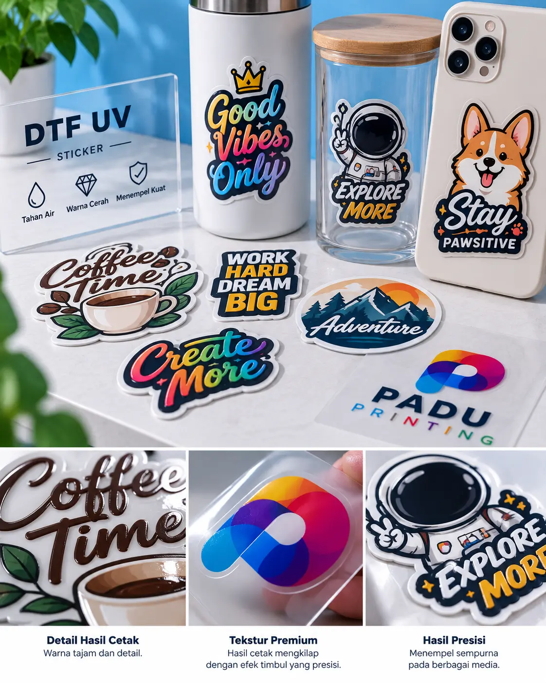 Cetak Stiker DTF UV - PADU Printing