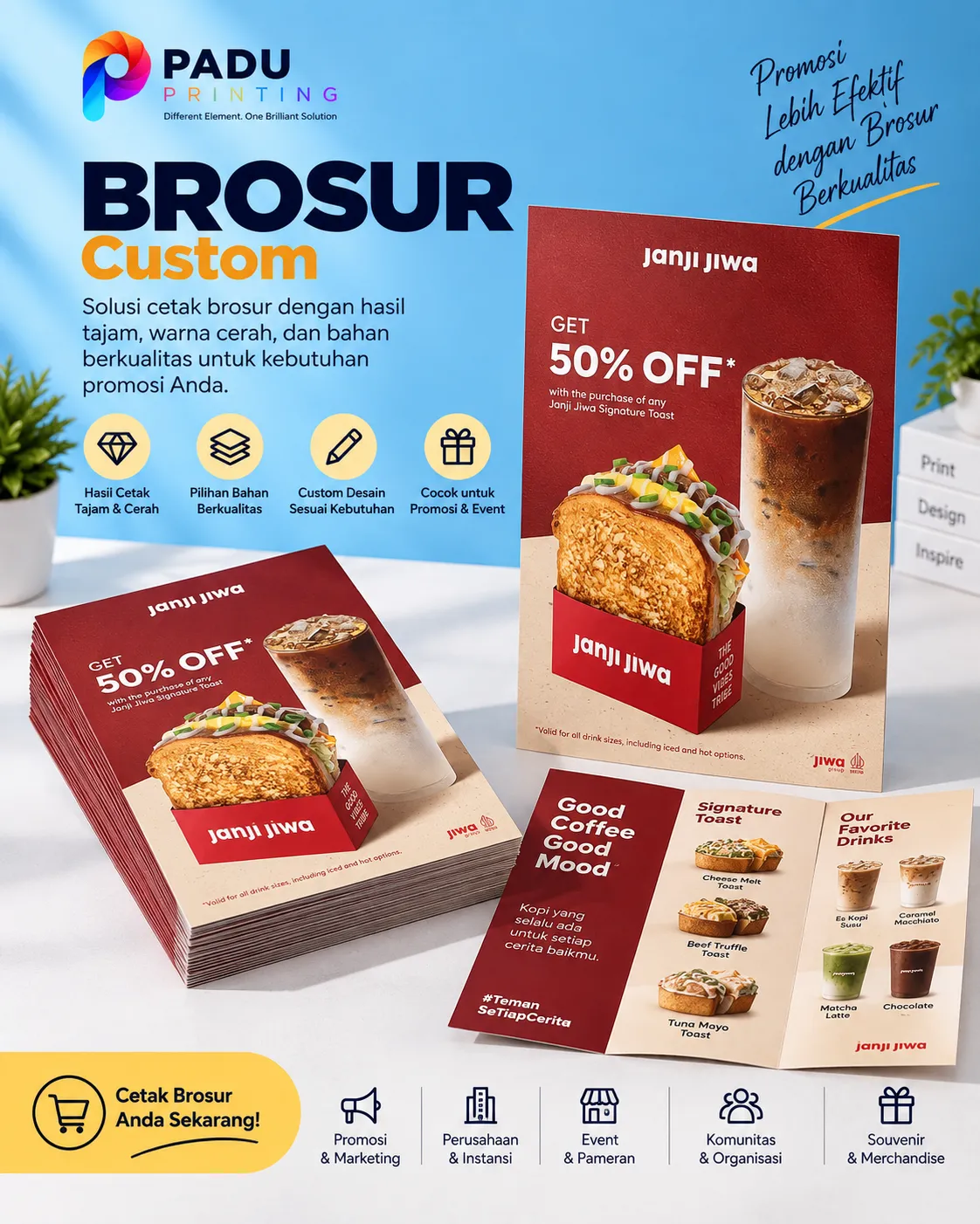 Cetak Brosur Custom Art Paper - PADU Printing